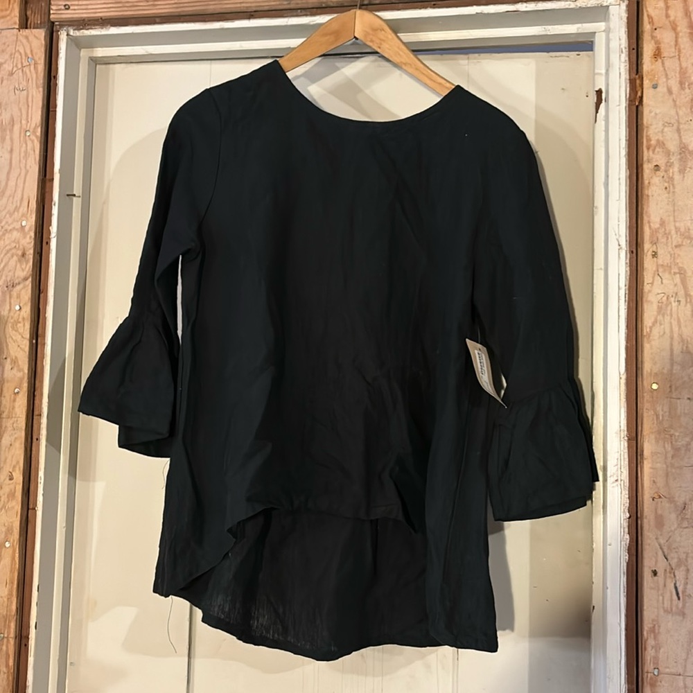 bryn walker 100% linen black FRAN shirt M NWT